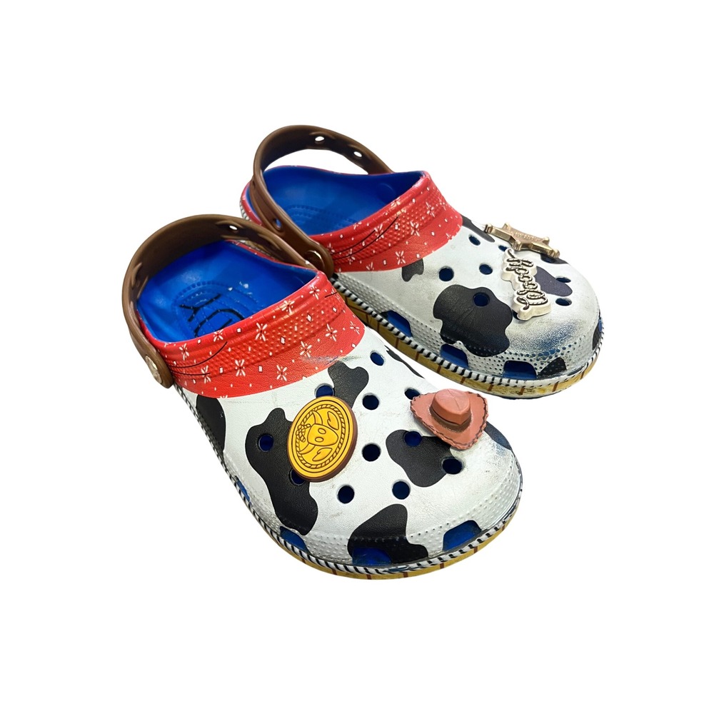 Crocs Classic Clog Toy Story Woody Cow Print Red Bandana Disney Mens 5 Womens 7